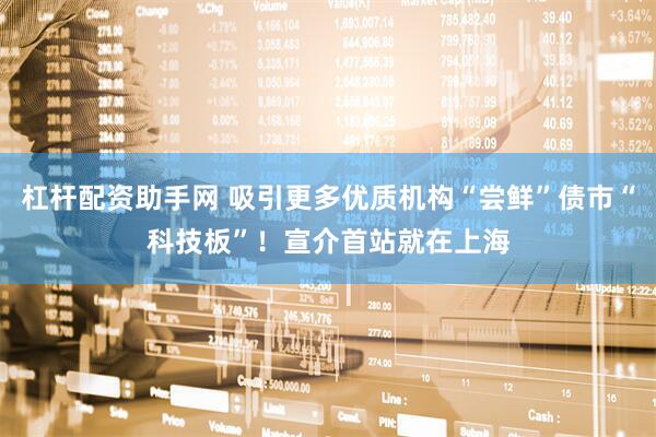 杠杆配资助手网 吸引更多优质机构“尝鲜”债市“科技板”！宣介首站就在上海